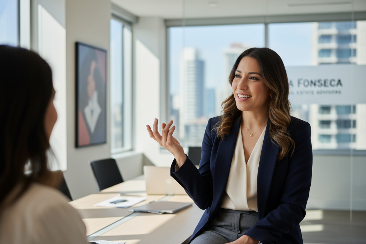 Elva Fonseca engaging with clients